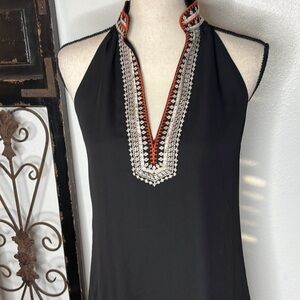 THML Embroidered Boho Slit Neck Dress Size Small